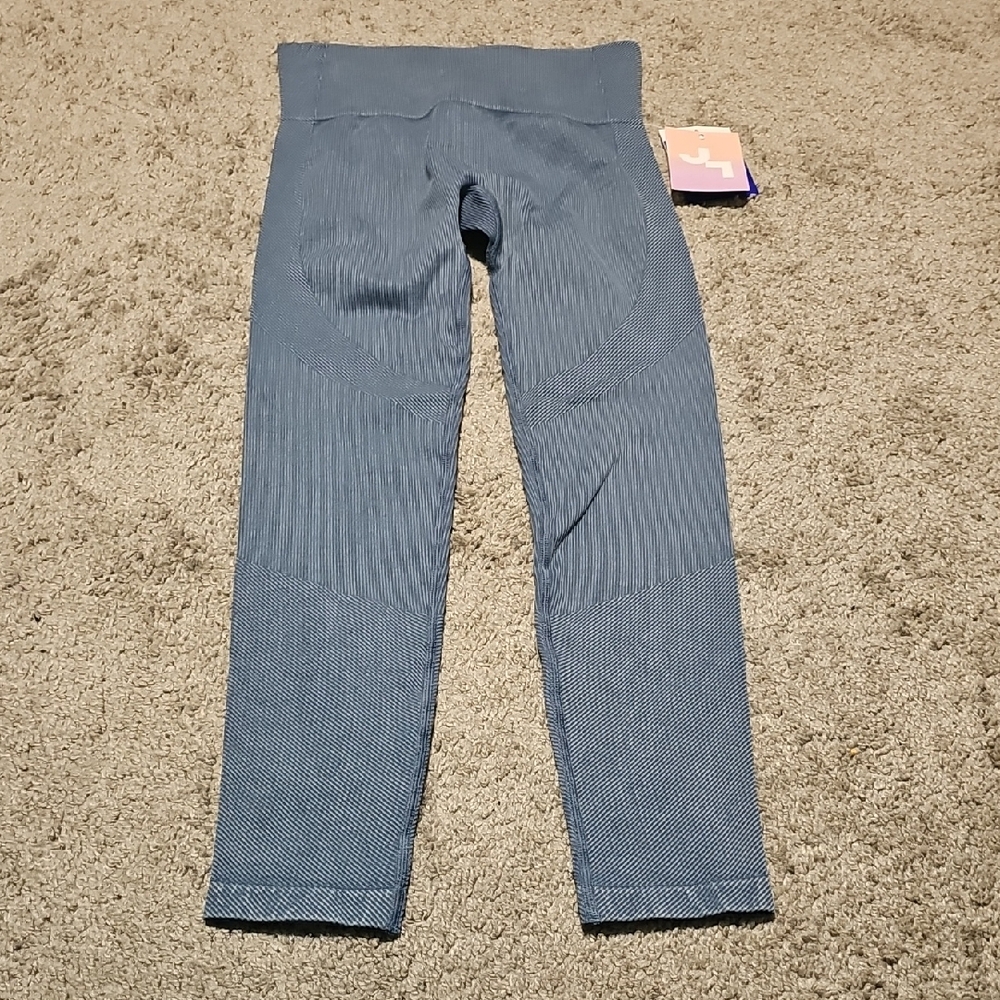 JoyLab Textured Ribbed 7/8-length High-Rise Blue Leggings Size S Activewear